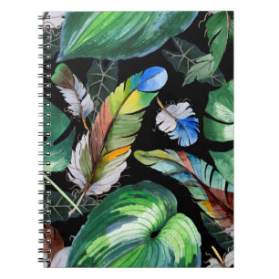 Cuaderno Patrón de plumas de ave acuarela de ala. Aquarel