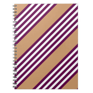 Cuaderno Patrón de plumas y cinco rayas blancas con broncea