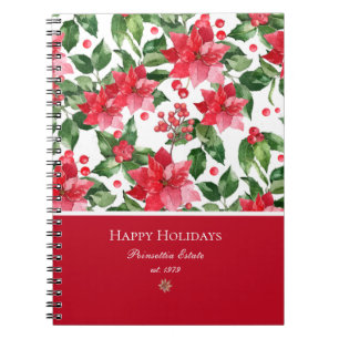 Cuaderno Patrón de Poinsettia personalizado de las vacacion