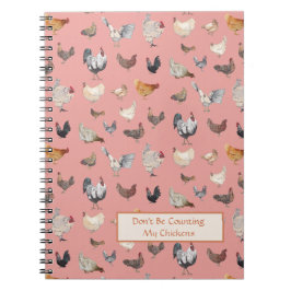 Cuaderno Patrón de pollo Feliz Rosa