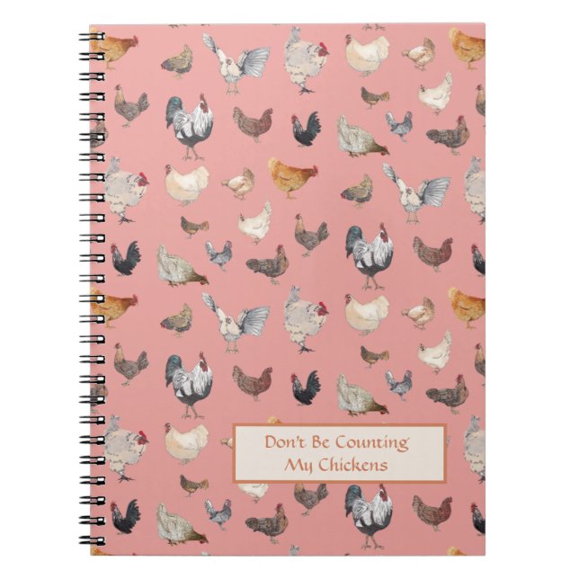 Cuaderno Patrón de pollo Feliz Rosa (Frente)
