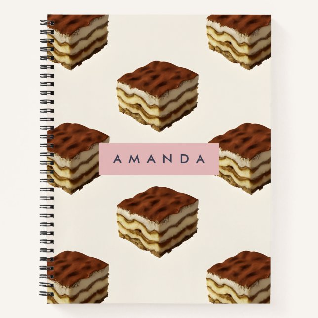 Cuaderno Patrón de postre Tiramisu Delicioso Personalizado (Anverso)