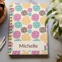 Cuaderno Patrón de primavera - Boho personalizado brillante