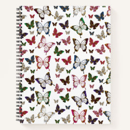 Cuaderno Patrón de primavera de mariposa de mármol de color