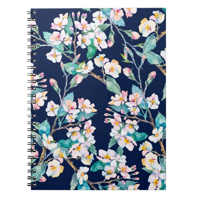 Cuaderno Patrón de primavera. Ramas floridas. Acuarela. Vi (Frente)
