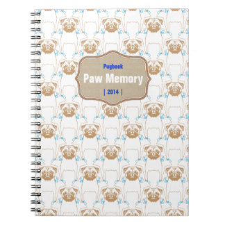 Cuaderno Patrón de Pug marrón azul