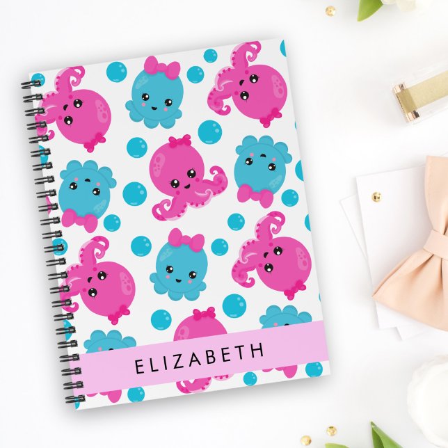 Cuaderno Patrón de pulpo, pulpo corto, mar, tu nombre (Subido por el creador)