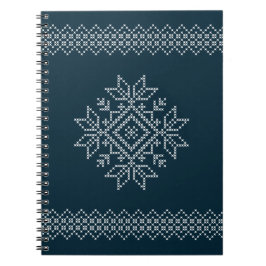 Cuaderno Patrón de punto de navidad azul copo de nieve