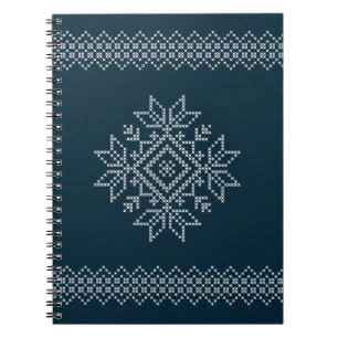 Cuaderno Patrón de punto de navidad azul copo de nieve