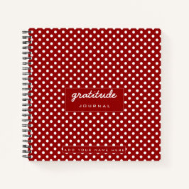 Cuaderno Patrón de punto de polka blanca roja Gratitude Jou