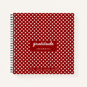 Cuaderno Patrón de punto de polka blanca roja Gratitude Jou