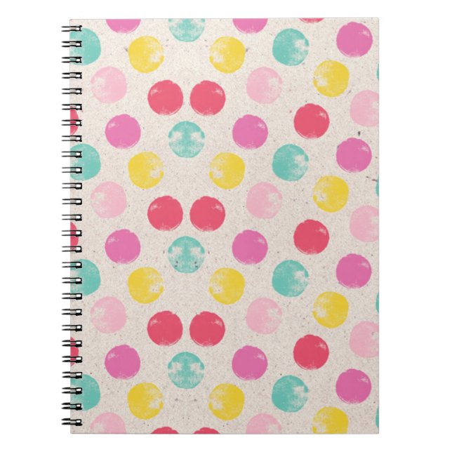Cuaderno Patrón de punto de polka colorido (Frente)