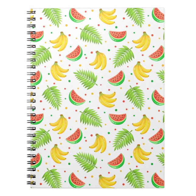 Cuaderno Patrón de punto de polka de frutas tropicales (Frente)