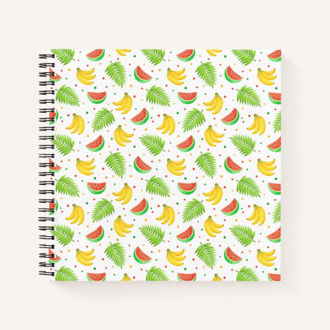 Cuaderno Patrón de punto de polka de la fruta tropical (Anverso)