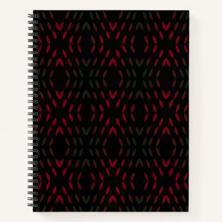 Cuaderno Patrón de puntos abstracto negro y rojo