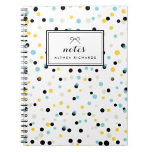 Cuaderno Patrón de puntos de confeti amarillo y azul person