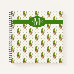 Cuaderno Patrón de puntos de polk de cactus y suculento