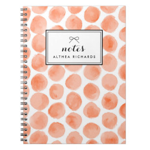 Cuaderno Patrón de puntos de polka acuarela naranja persona