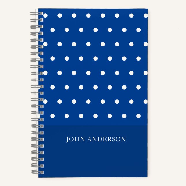 Cuaderno Patrón de puntos de polka azul cúter de guión pers (Anverso)