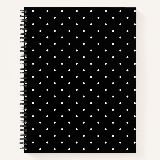Cuaderno Patrón de puntos de polka blanco negro lindo elega (Anverso)