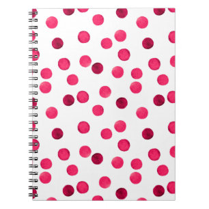 Cuaderno Patrón de puntos de polka de color rojo acuático