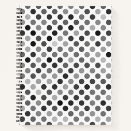 Cuaderno Patrón de puntos de polka monocromo (puntos blanco