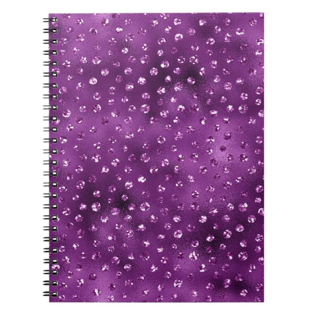 Cuaderno Patrón de puntos de polka Purpurina de glam de col (Frente)