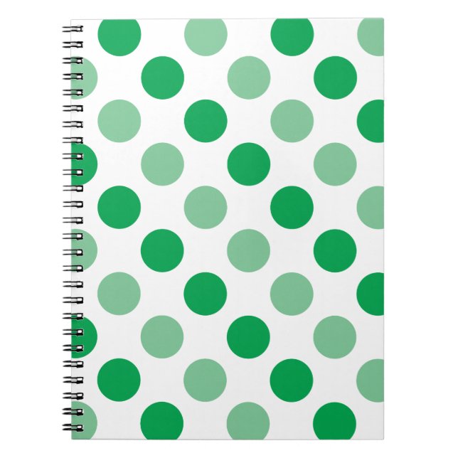 Cuaderno Patrón de puntos de polka verde (Frente)