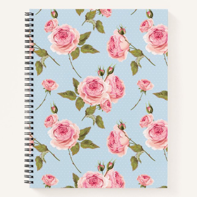 Cuaderno Patrón de puntos de polka y rosas (Anverso)