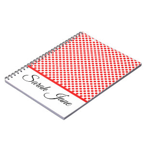 Cuaderno Patrón de puntos del Polka rojo blanco clásico mon