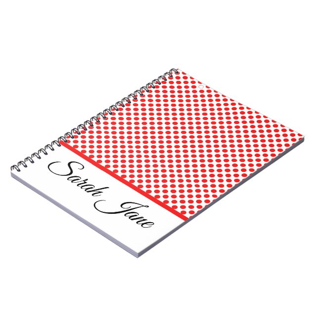 Cuaderno Patrón de puntos del Polka rojo blanco clásico mon (Lado Izquierdo)