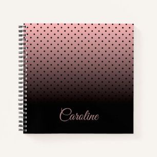 Cuaderno Patrón de puntos negros y Rosas
