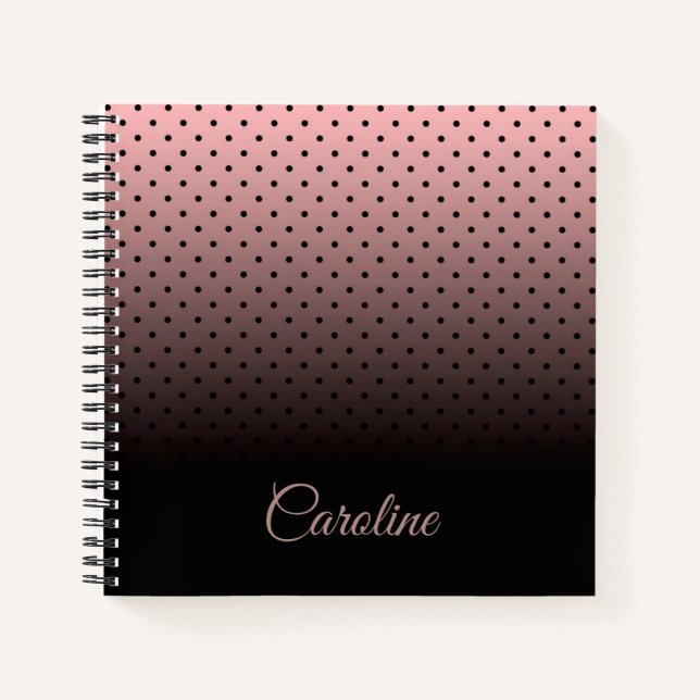 Cuaderno Patrón de puntos negros y Rosas (Anverso)