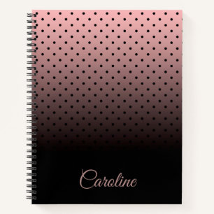 Cuaderno Patrón de puntos negros y Rosas