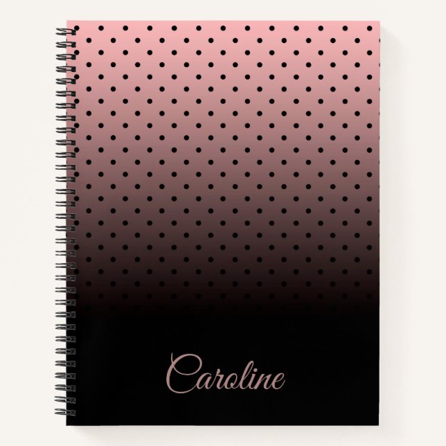 Cuaderno Patrón de puntos negros y Rosas (Anverso)