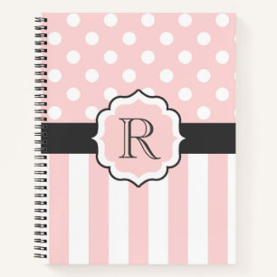 Cuaderno Patrón de puntos y bandas rosadas