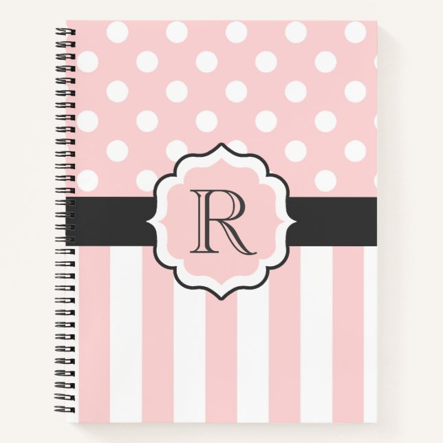 Cuaderno Patrón de puntos y bandas rosadas (Anverso)