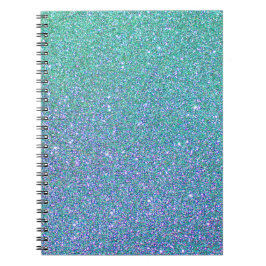 Cuaderno Patrón de Purpurina azul verde Verde azulado de mo