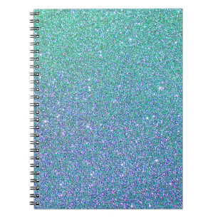 Cuaderno Patrón de Purpurina azul verde Verde azulado de mo