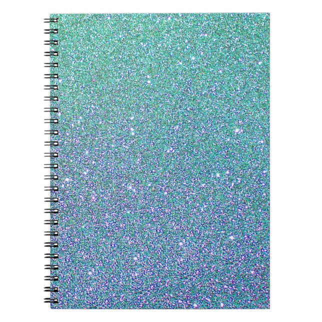 Cuaderno Patrón de Purpurina azul verde Verde azulado de mo (Frente)