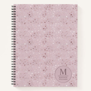 Cuaderno Patrón de purpurina dorada rosa pastel suave perso