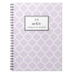 Cuaderno Patrón de quatrefoil de Lilac moderno Personalizad