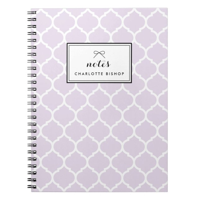 Cuaderno Patrón de quatrefoil de Lilac moderno Personalizad (Frente)