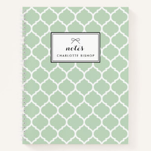 Cuaderno Patrón de quatrefoil moderno de menta personalizad