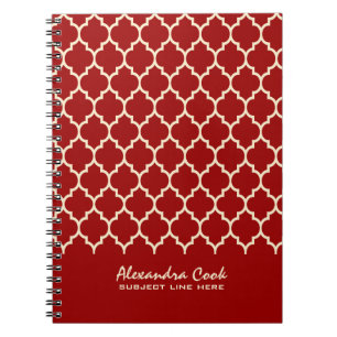 Cuaderno Patrón de quatrefoil rojo y crema de Borgoña