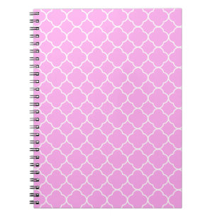 Cuaderno Patrón De Quatrefoil Rosa Y Blanco