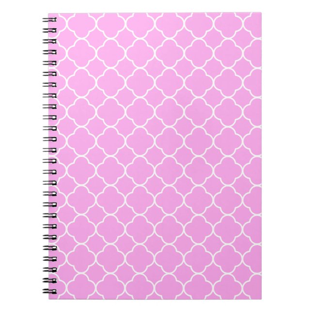 Cuaderno Patrón De Quatrefoil Rosa Y Blanco (Frente)