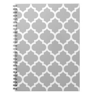 Cuaderno Patrón de quatrefol marroquí blanco gris #5