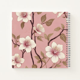 Cuaderno Patrón de rama floral vintage rosa sonrojado