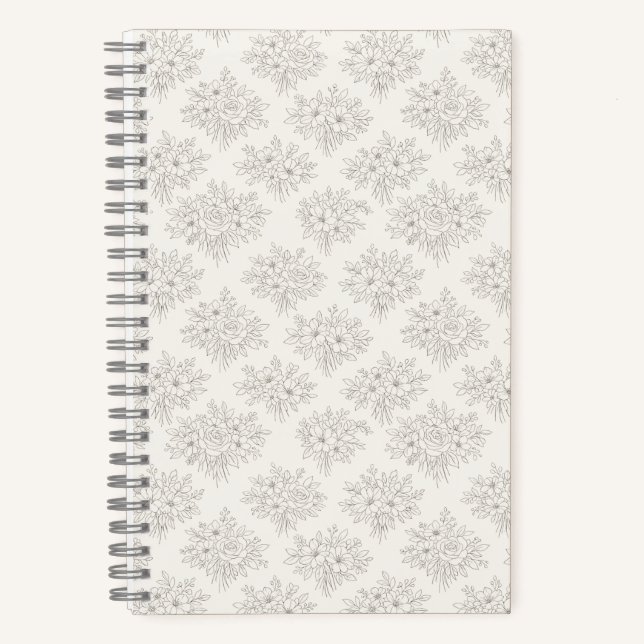 Cuaderno Patrón de ramo de línea botánica (Anverso)